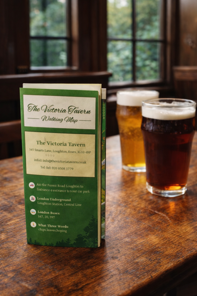 Victoria Tavern Walking Map on pub table